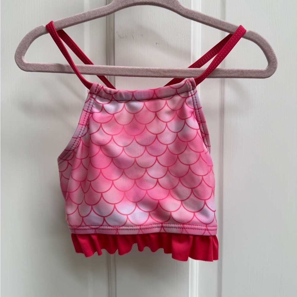 Dreamwave 3T Girls Pink Mermaid Scale Bikini Top with Ruffles